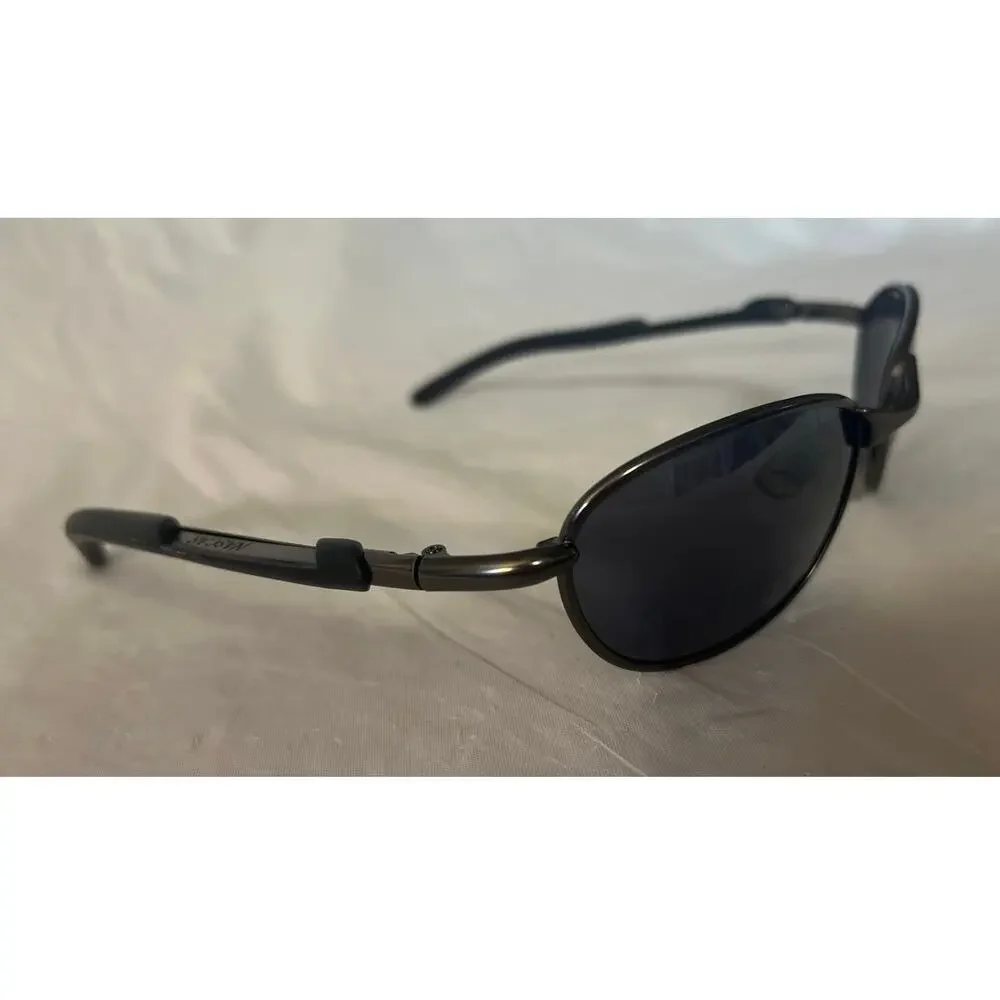 NASCAR Black Metal Oval Sunglasses Gray Smoke Lenses Unisex Vintage Racing
